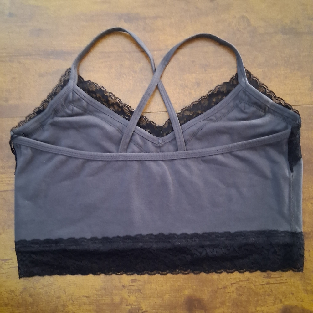 🆕️ Electric & Rose Grey Bralette with Black Lace Trim Womens XL - Picture 4 of 13